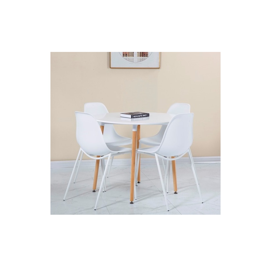 BBS1175  LINDON DINING SET - WHITE/NATURAL OAK/WHITE