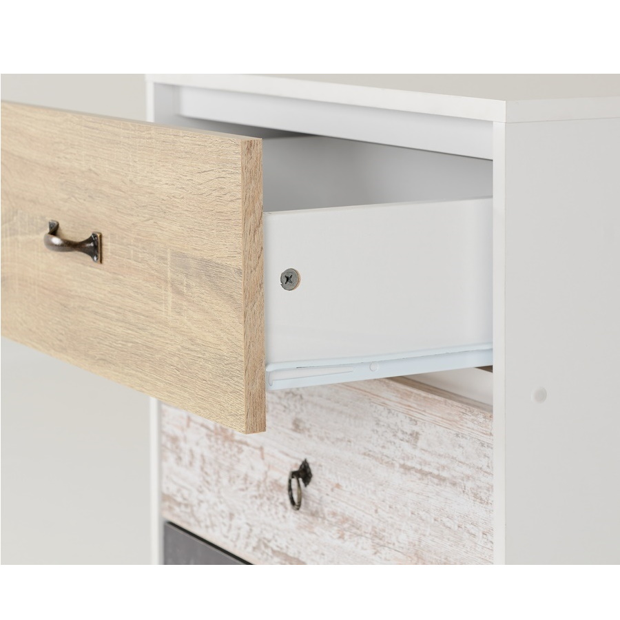 BBS1297  NORDIC 3 DRAWER CHEST - WHITE/DISTRESSED EFFECT