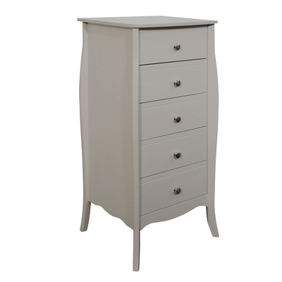 BBS1342  Baroque 5 Drawer Narrow Chest in Grey
