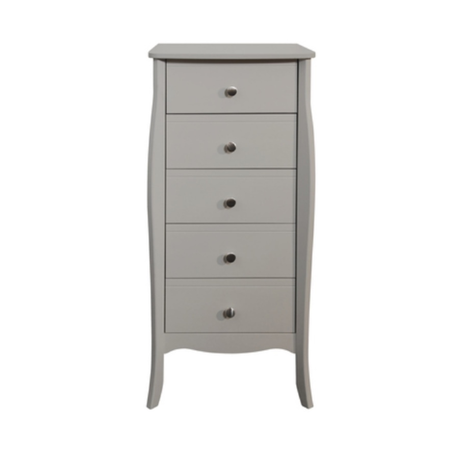 BBS1342  Baroque 5 Drawer Narrow Chest in Grey