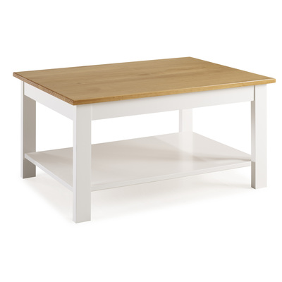BBS1357  Whitney Coffee Table with Shelf - White