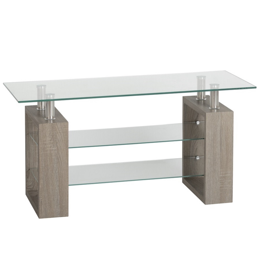 BBS1453  MILAN TV UNIT - LIGHT CHARCOAL/CLEAR GLASS/SILVER