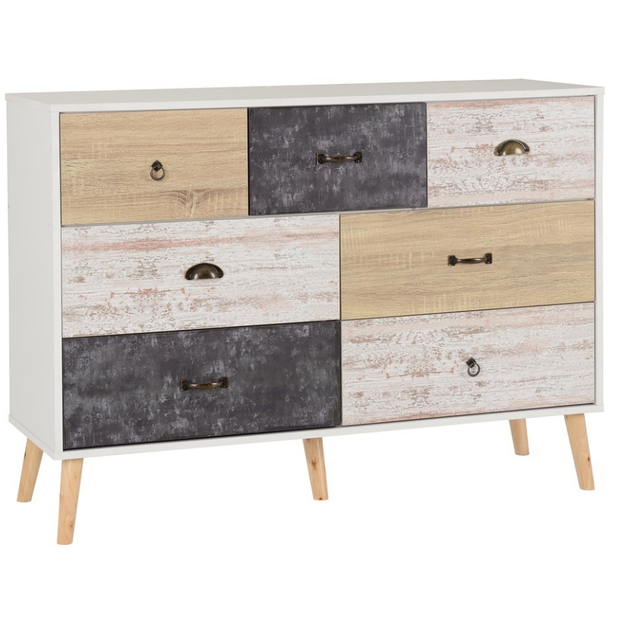 BBS1461  NORDIC MERCHANT CHEST - WHITE/DISTRESSED EFFECT