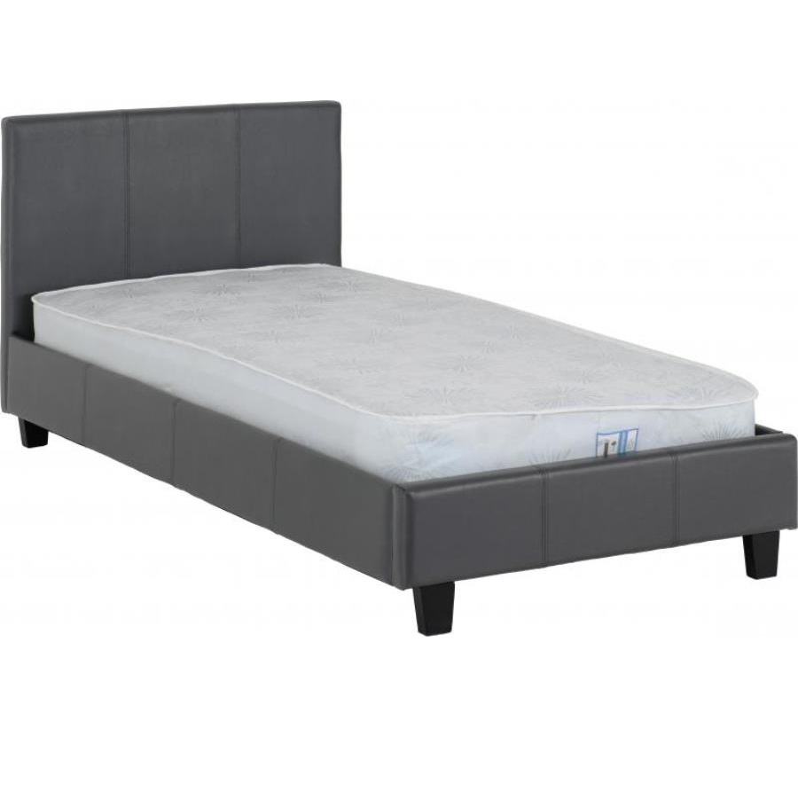 BuBS1521  Prado 3' Bed in Grey Faux Leather