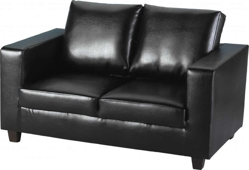 BBS256  TEMPO TWO SEATER SOFA-IN-A-BOX - BLACK FAUX LEATHER