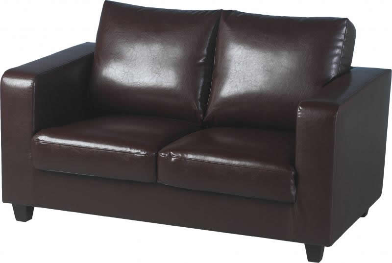 BBS258  TEMPO TWO SEATER SOFA-IN-A-BOX - BROWN FAUX LEATHER