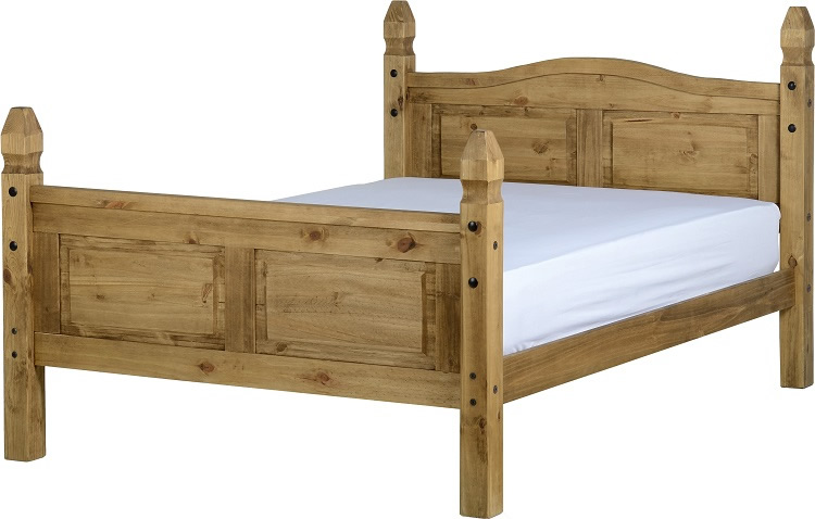 BwBS301  CORONA 4'6" BED HIGH FOOT END - DISTRESSED WAXED PINE