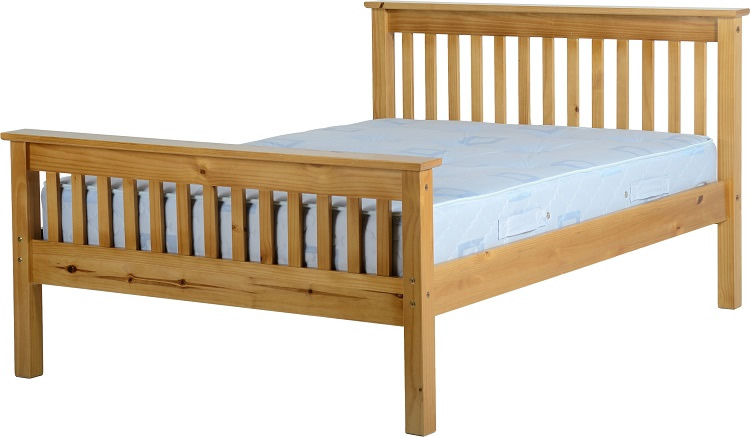 BwBS305  MONACO 4'6" BED HIGH FOOT END - ANTIQUE PINE
