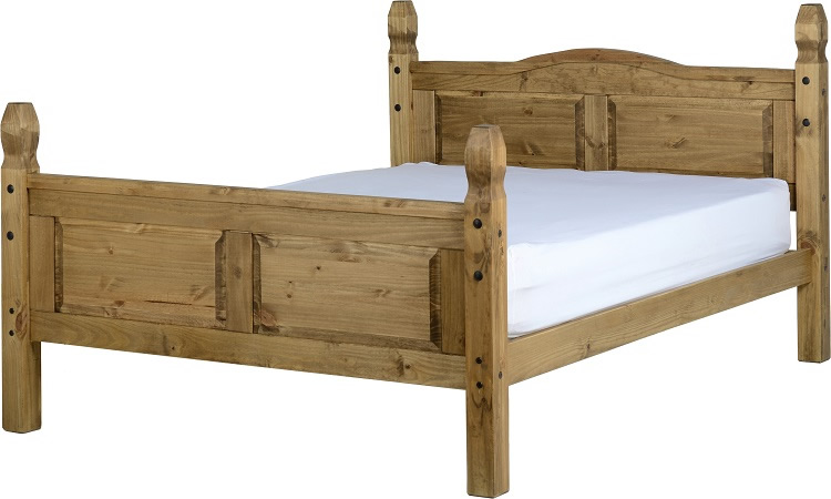 BxBS336  CORONA 5' BED HIGH FOOT END - DISTRESSED WAXED PINE