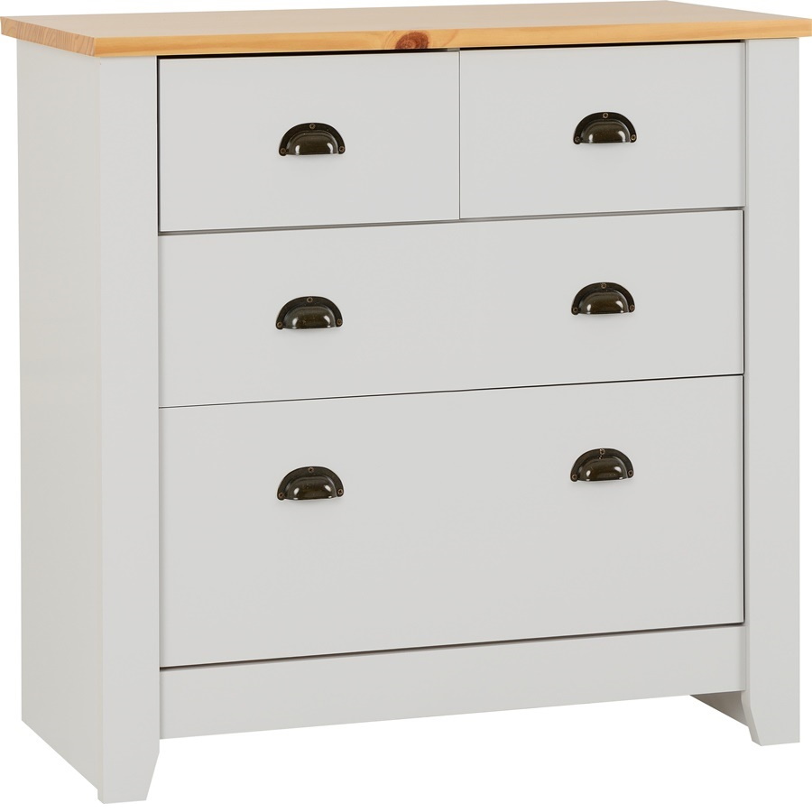 BBS788  LUDLOW 2+2 DRAWER CHEST - GREY/OAK LACQUER