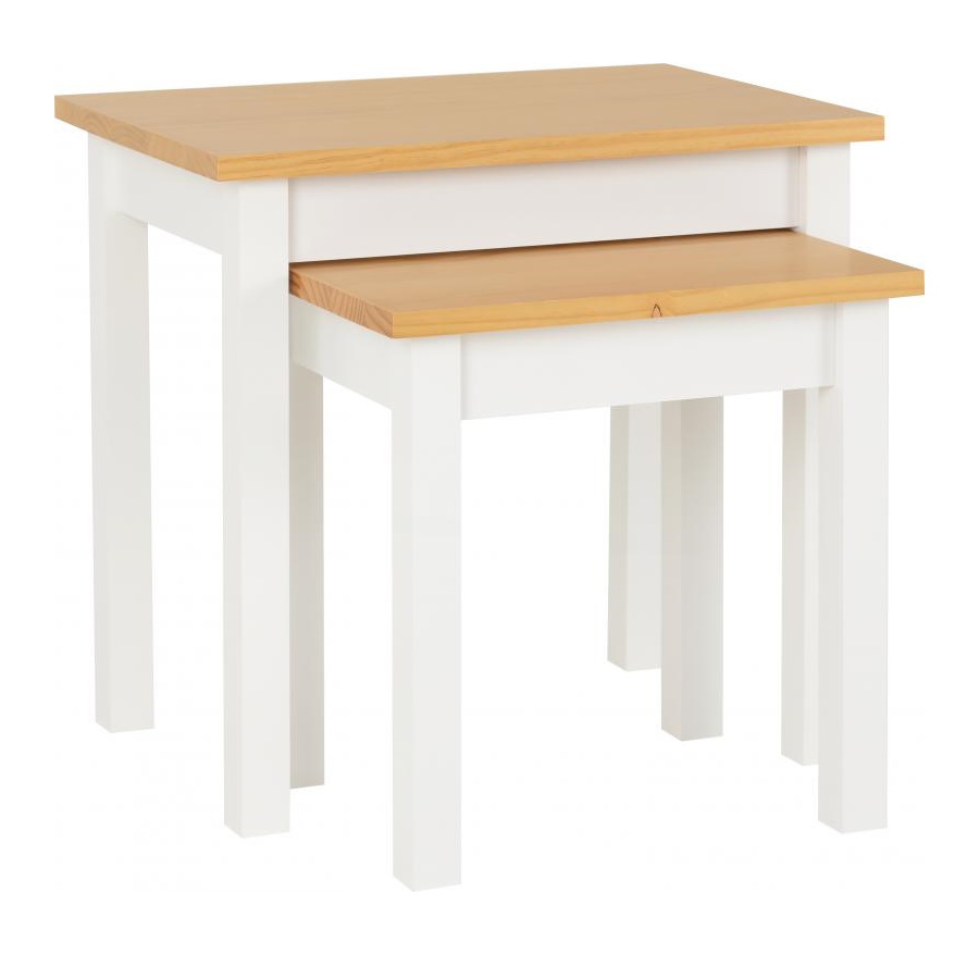 BBS795  LUDLOW NEST OF TABLES - WHITE/OAK LACQUER