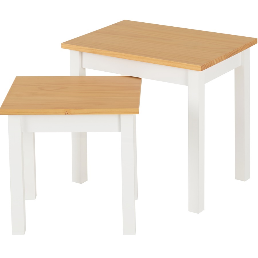 BBS795  LUDLOW NEST OF TABLES - WHITE/OAK LACQUER