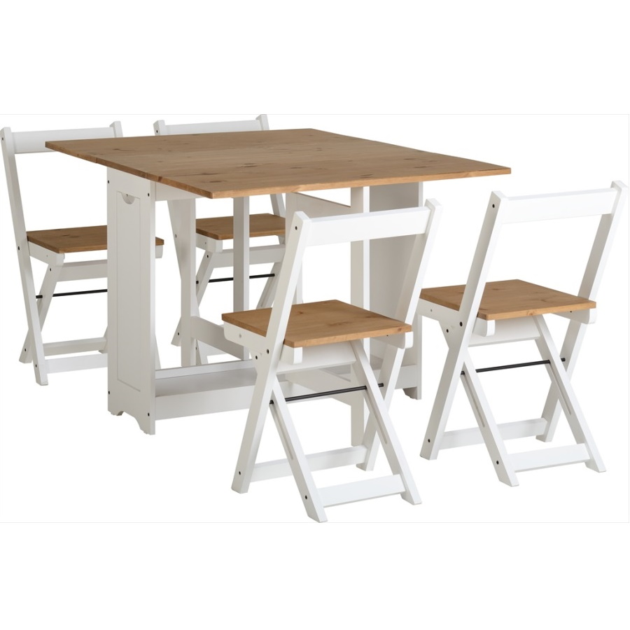 BBS842  SANTOS BUTTERFLY DINING SET - WHITE/DISTRESSED WAXED PINE