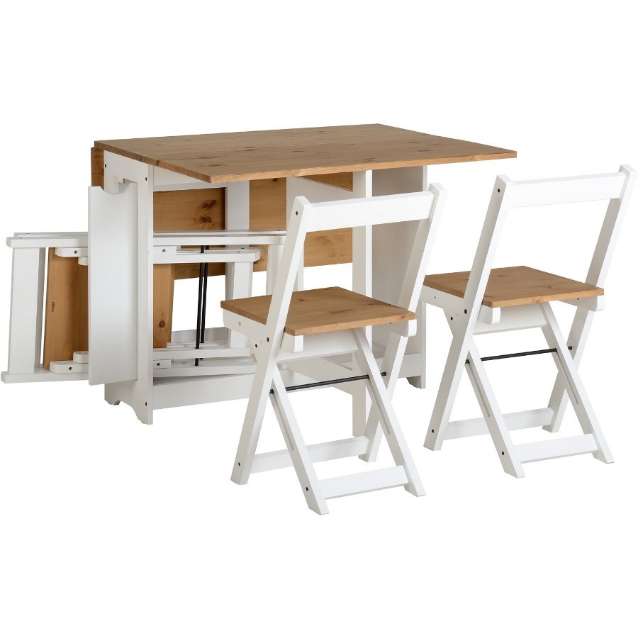 BBS842  SANTOS BUTTERFLY DINING SET - WHITE/DISTRESSED WAXED PINE