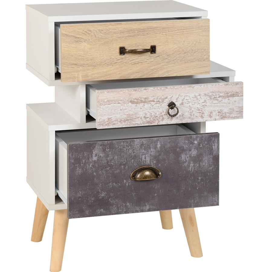 BBS2143  Nordic 3 Drawer Bedside Chest