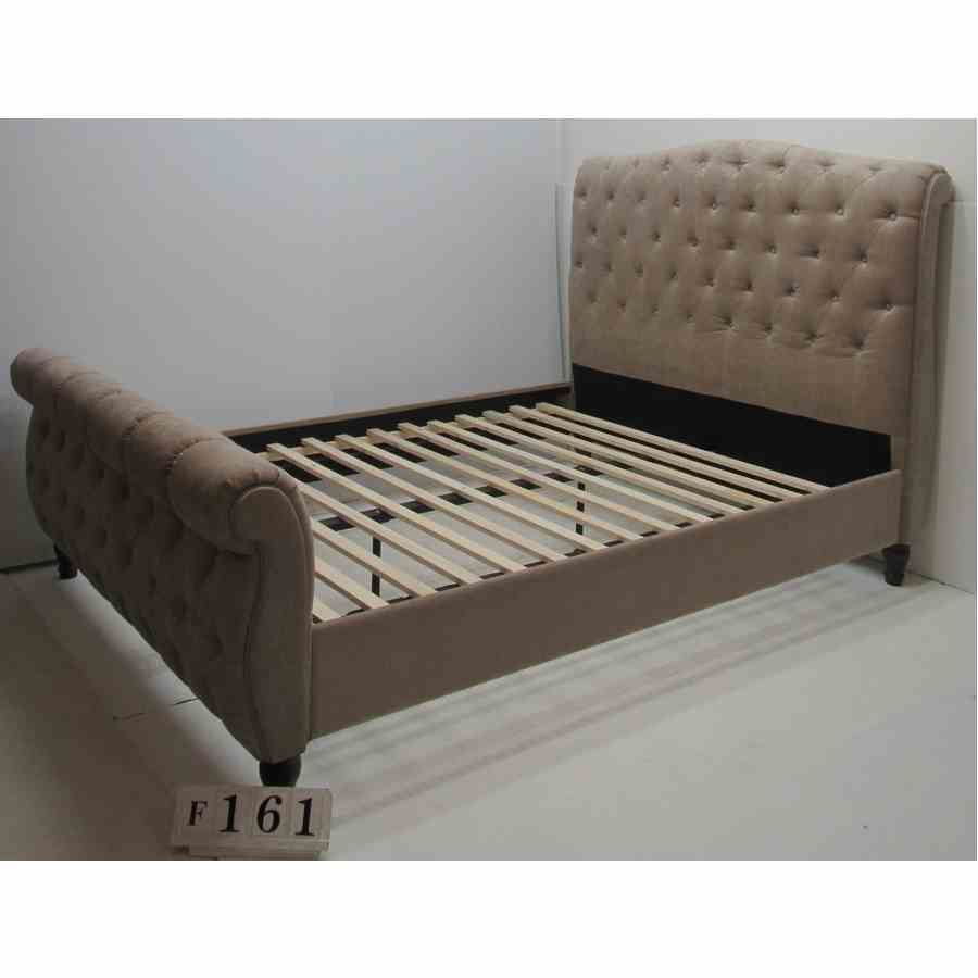 AxF161  Buttoned kingsize 5ft bed frame.