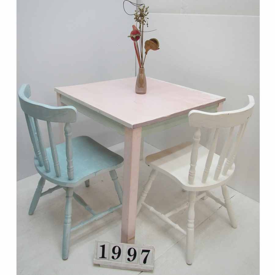 A1997  Shabby chic small table and 2 chairs.