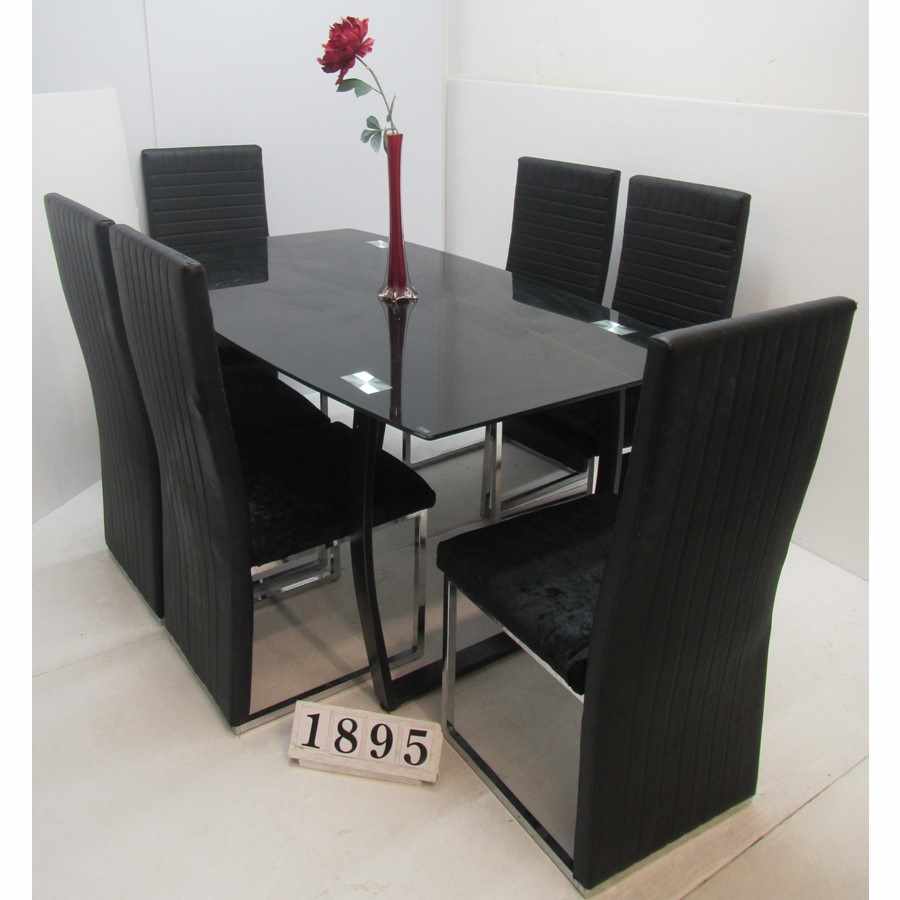 B1895  Budget glass top table and 6 chairs.