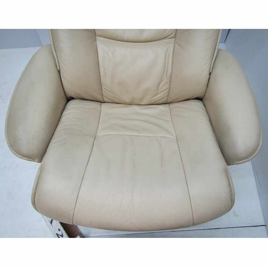 AG126  Leather recliner armchair with footstool.