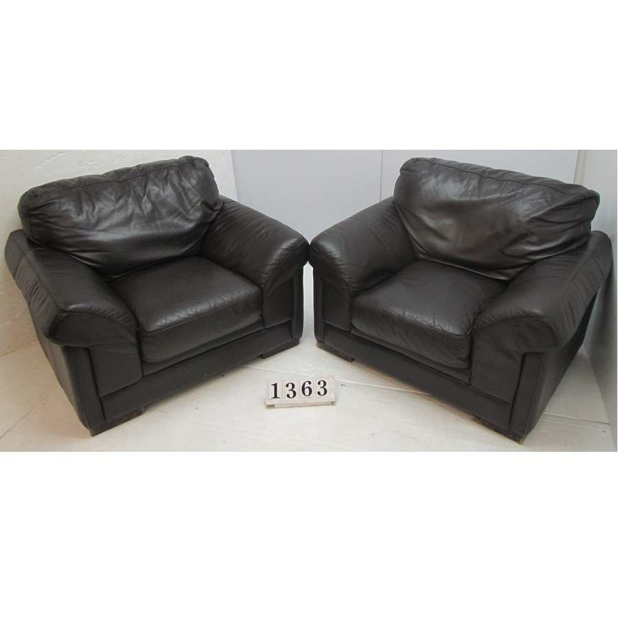 A1363  Pair of large leather armchairs.