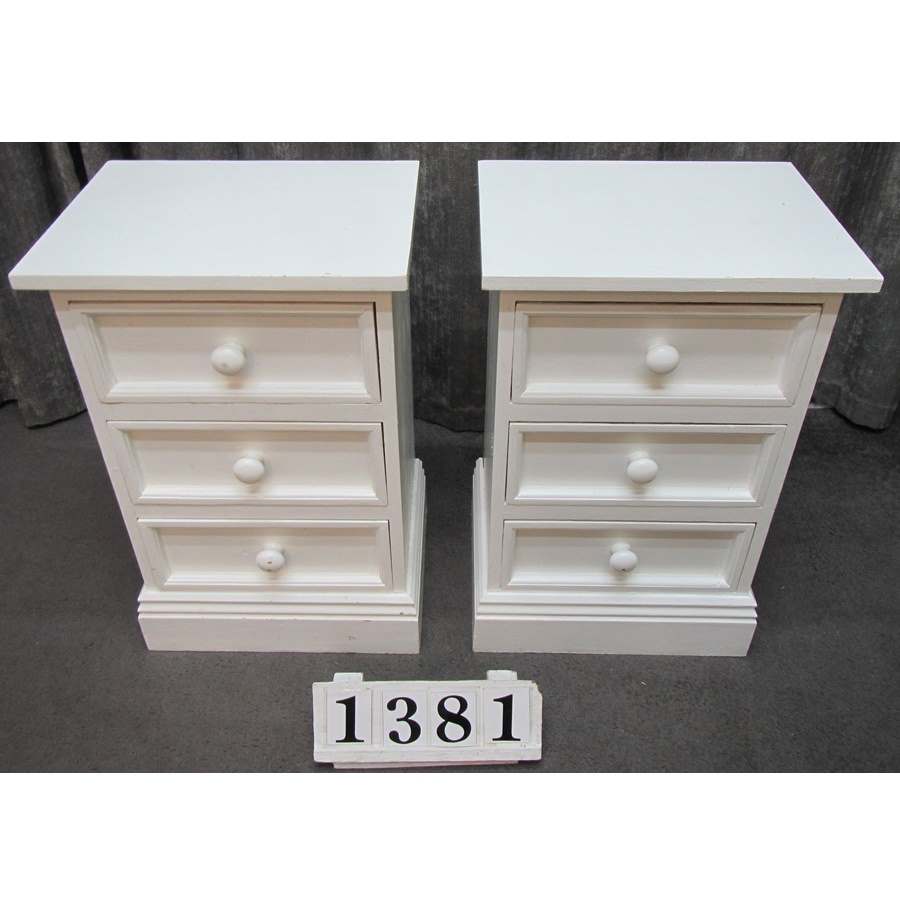 A1381  Pair of solid hand painted bedside lockers.