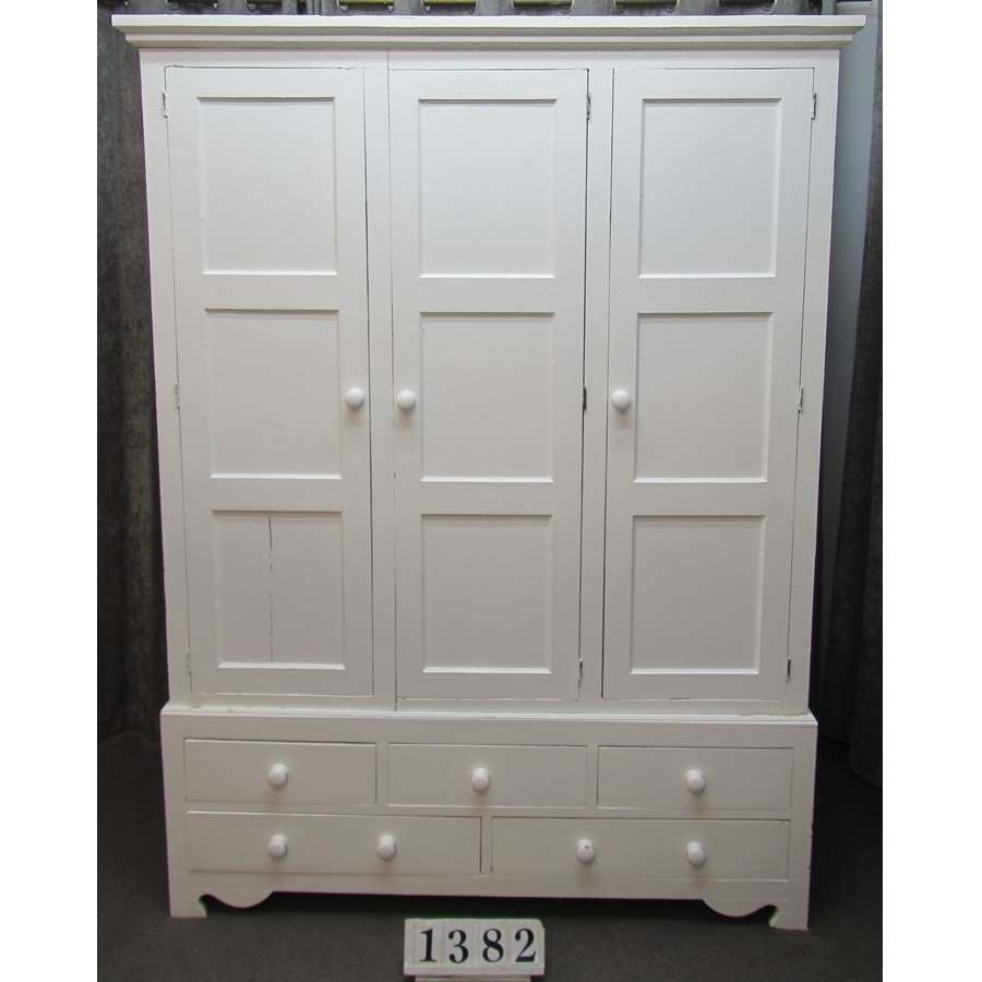 Large hand painted solid wardrobe.