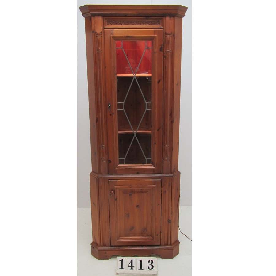 A1413  Pine display cabinet.
