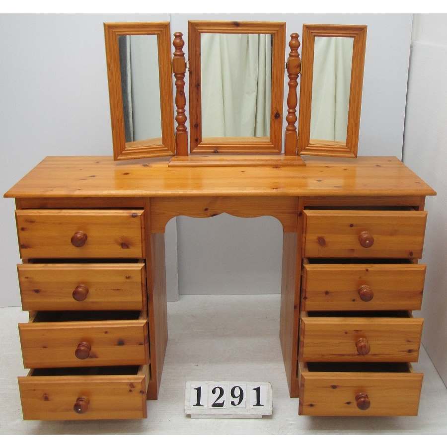 A1291  Solid pine dressing table with mirror.