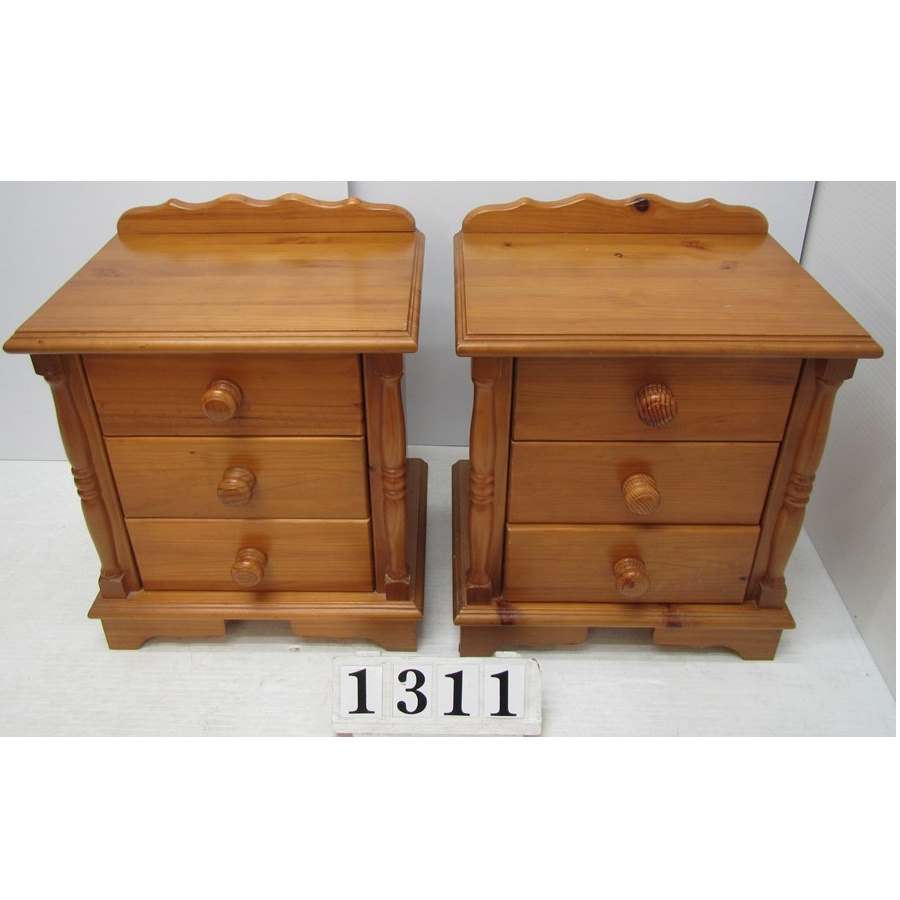 A1311  Pair of solid pine bedside lockers.