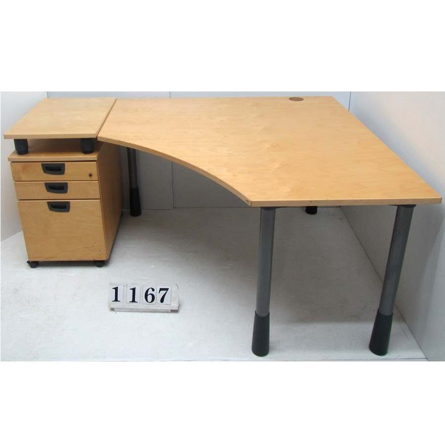 A1167  Corner desk with side pedestal.