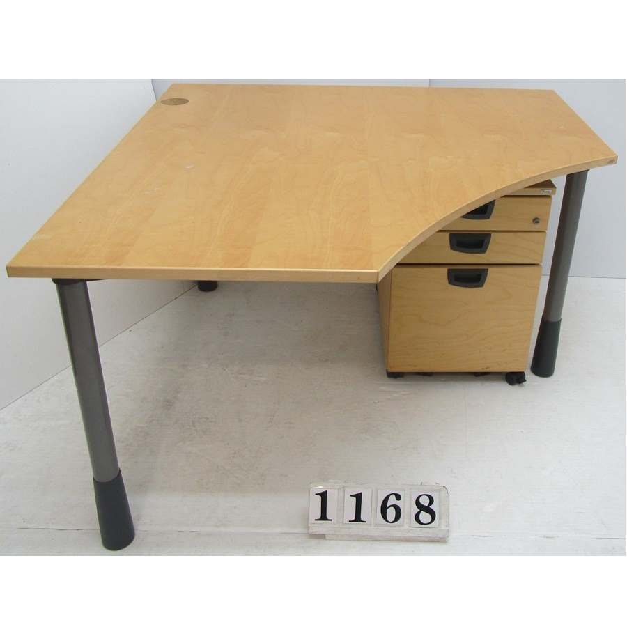 A1168  Corner desk with pedestal underneath.