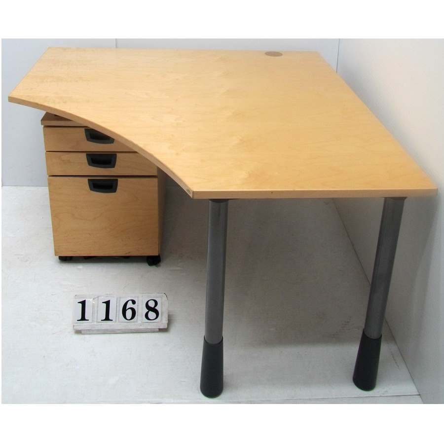 A1168  Corner desk with pedestal underneath.