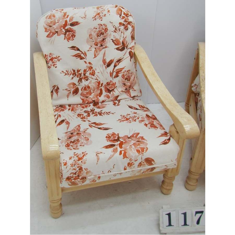 A1175  Pair of wooden frame armchairs.