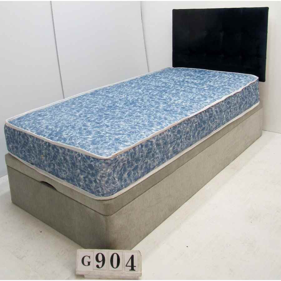 AuG904  Single 3ft gas lift bed, mattress and headboard.