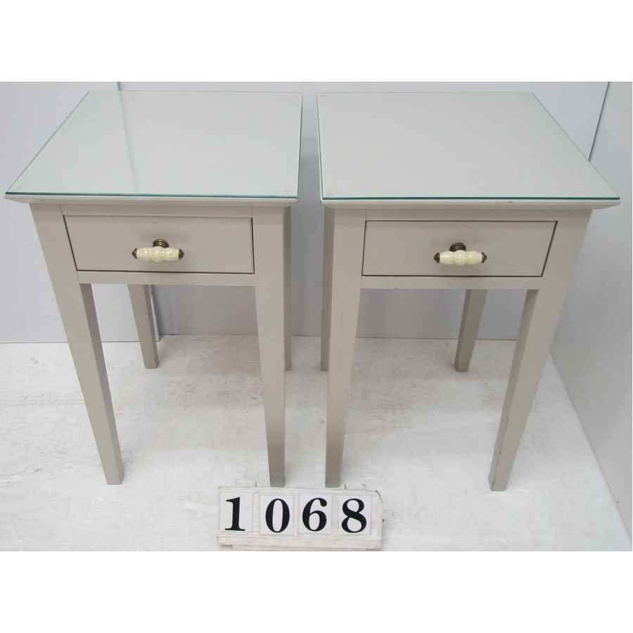 A1068  Pair of hand painted bedside tables.