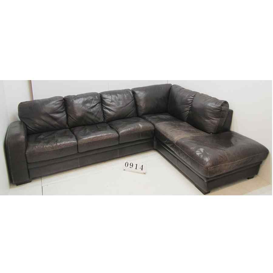 Leather corner sofa.