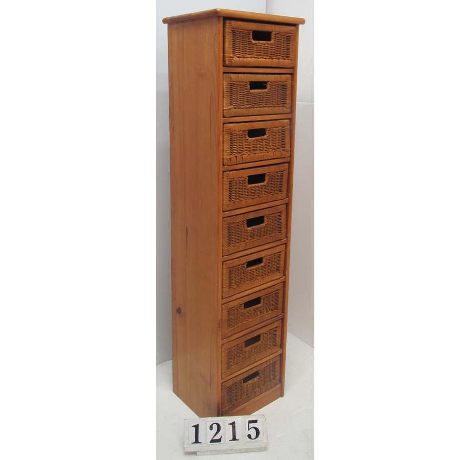 A1215  Tallboy with wicker drawers.