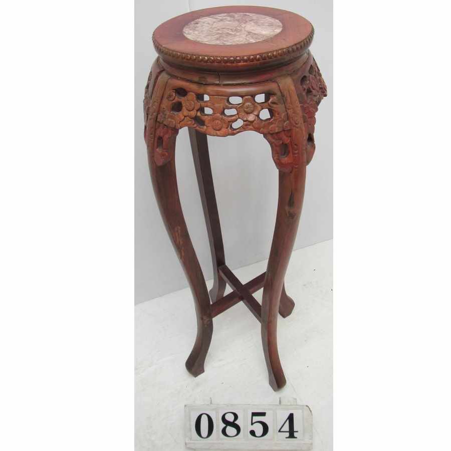 A0854  Marble top plant stand.