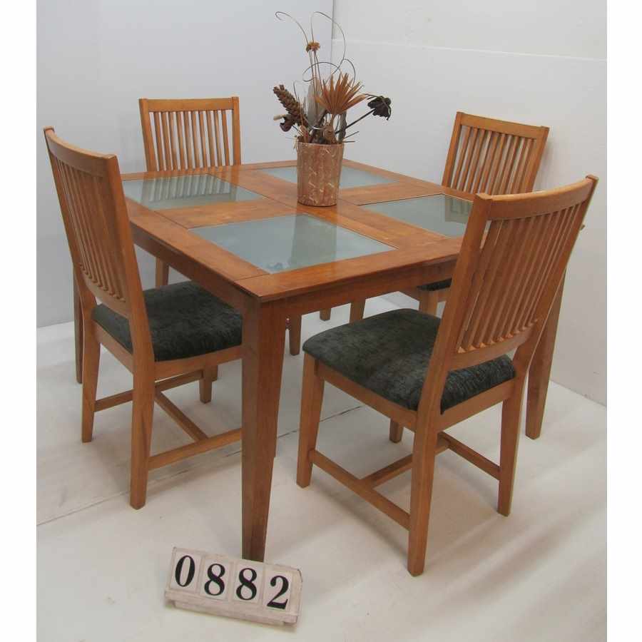 Large square table and 4 chairs.