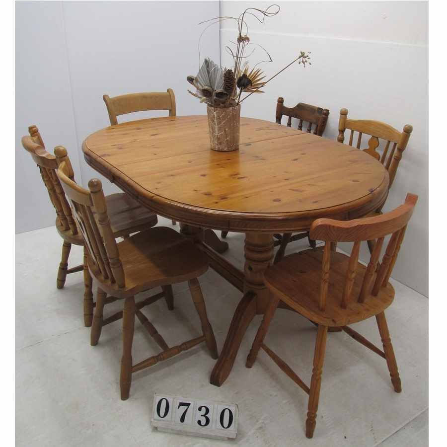 A0730  Mix & match extending table and chairs to restore.