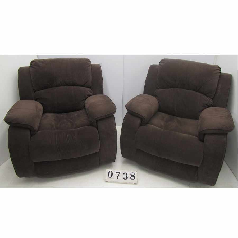 A0738  Pair of recliner armchairs.