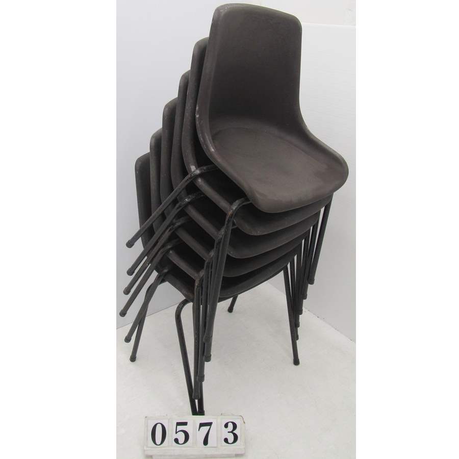 A0573  Set of six budget stacking chairs.