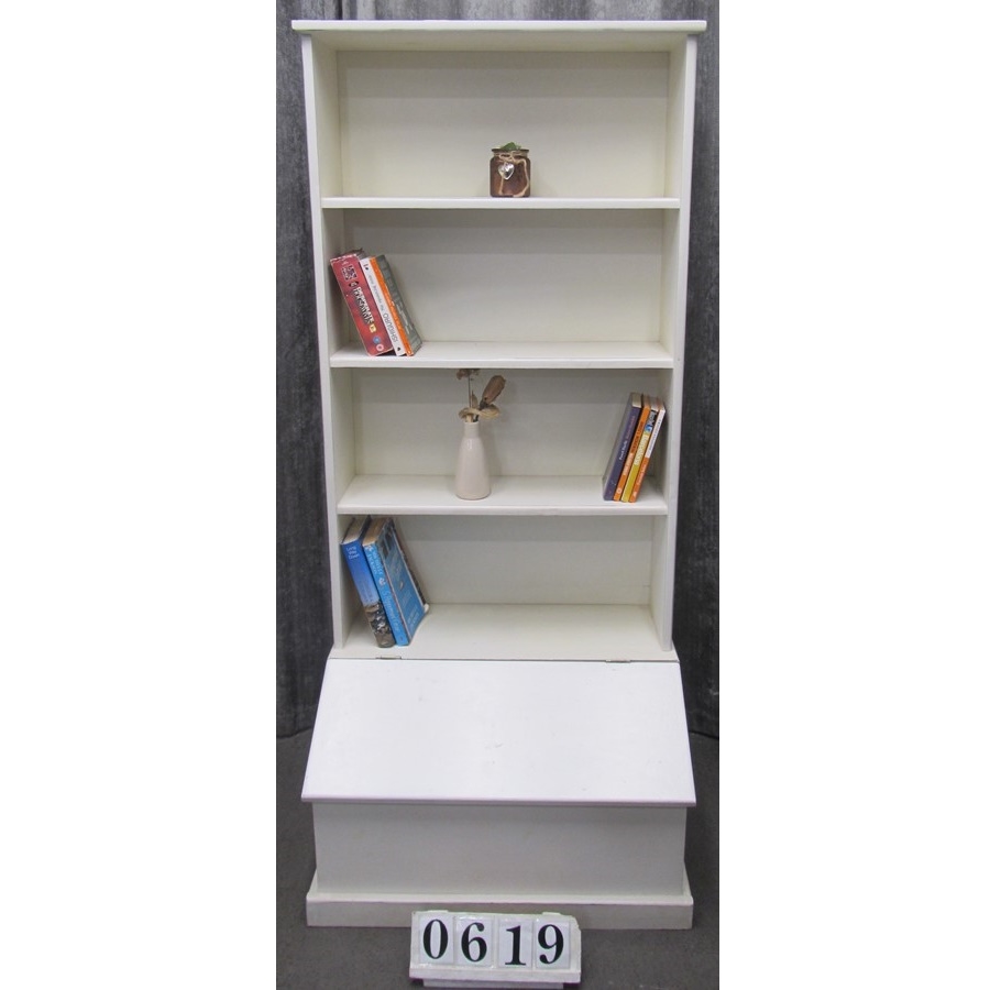 A0619  Bookcase with storage compartment to repaint.