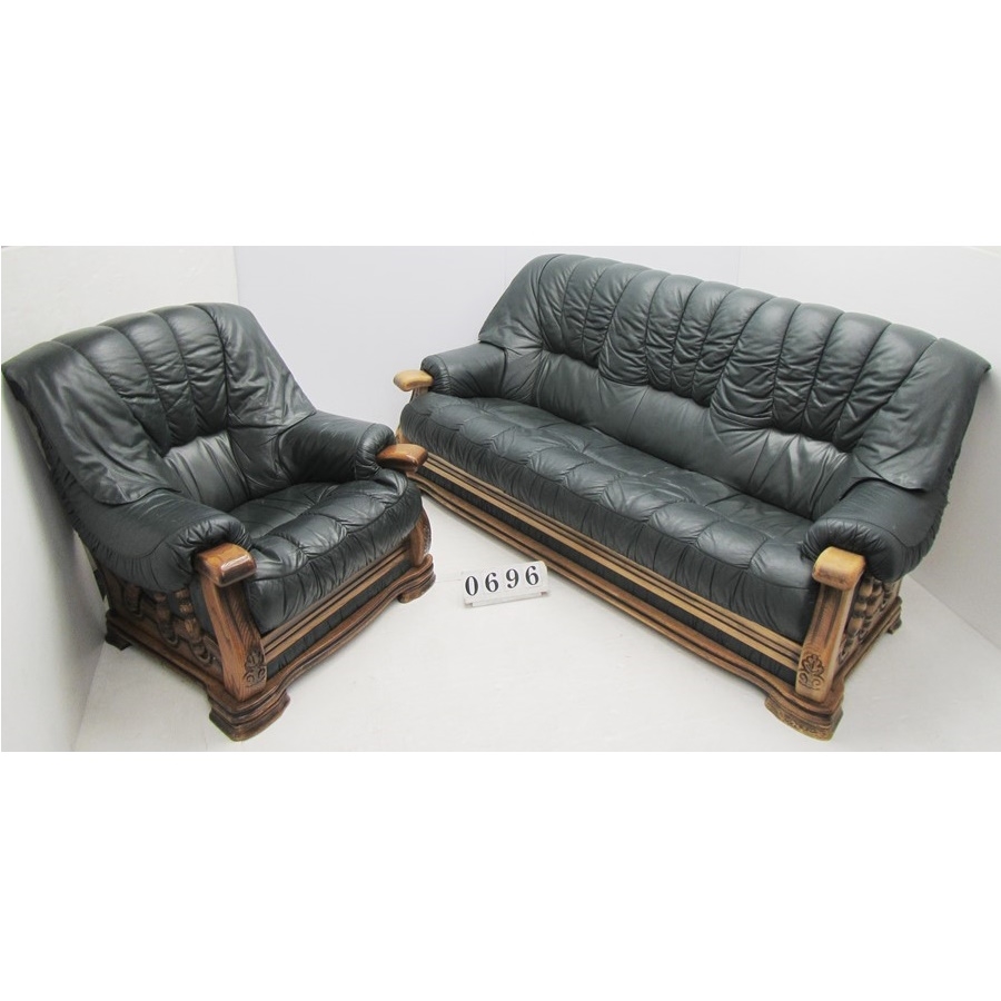 A0696  Budget leather two piece suite.