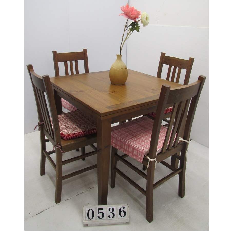 A0536  Small extending table and 4 chairs.