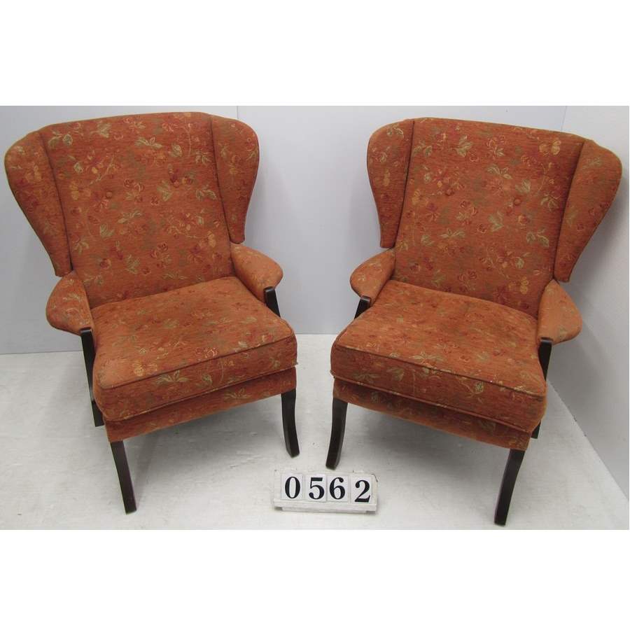 A0562  Pair of wing armchairs.