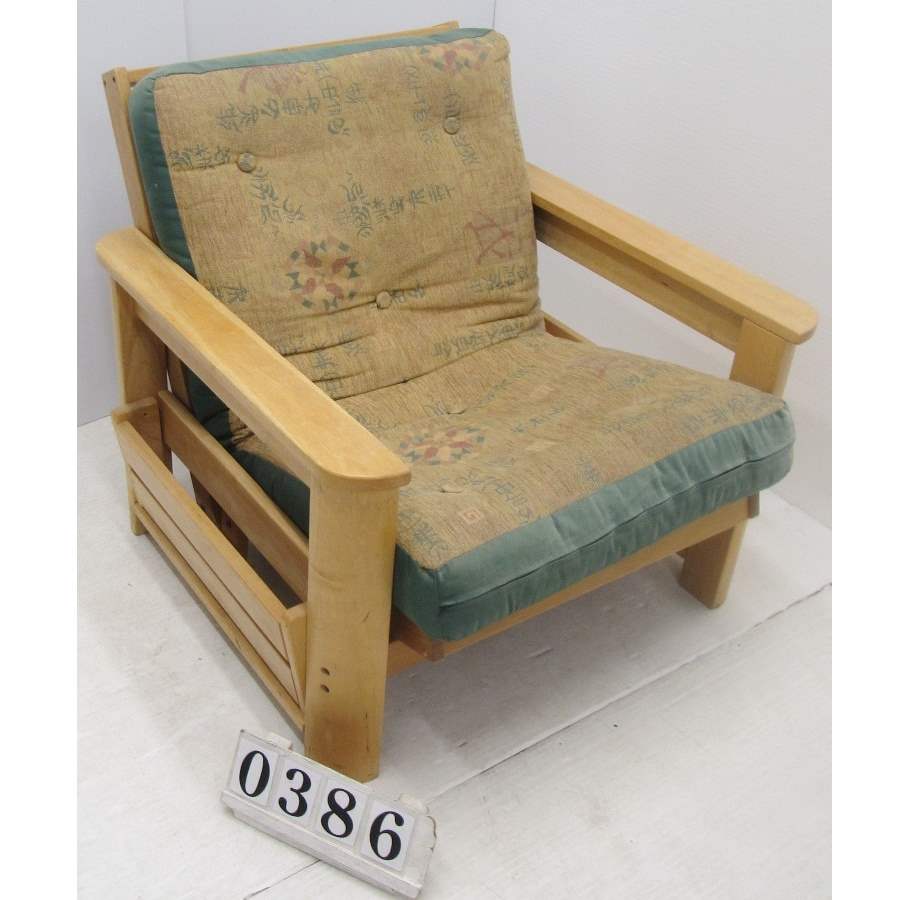 A0386  Wooden frame armchair, single.