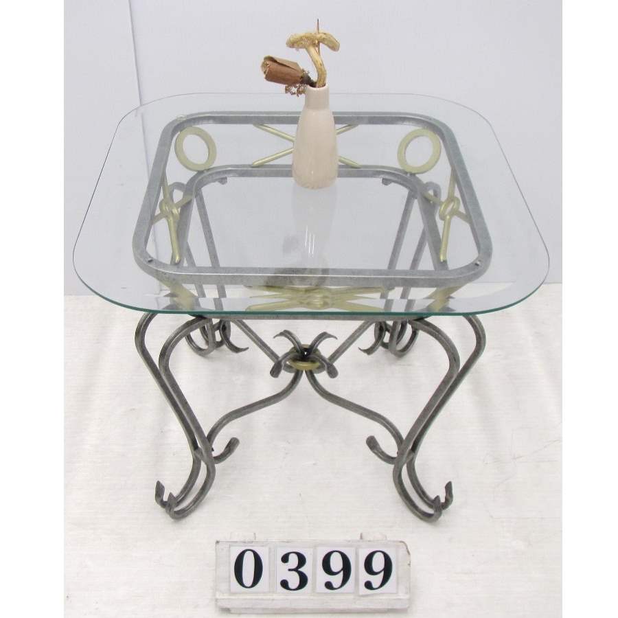 A0399  Glass top side table.