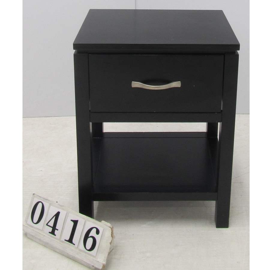 Black bedside locker, single.