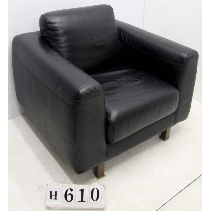 Black leather Habitat armchair.